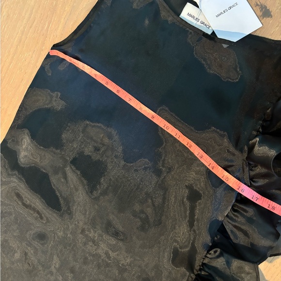 Marlies Grace Bea Dress Ruffle Sheer Satin black XS X Small maxi formal NEW - Picture 12 of 16